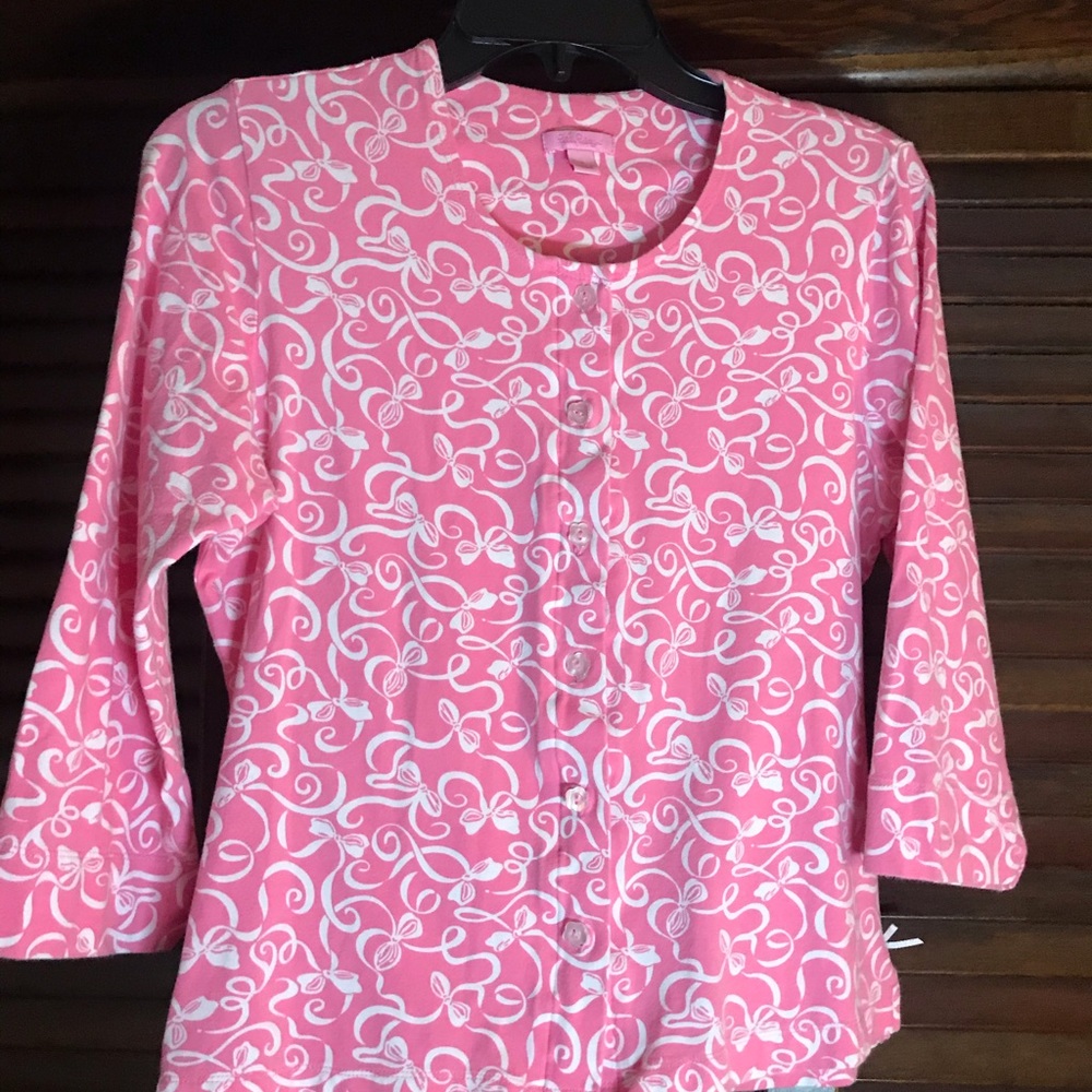 Lilly Pulitzer cardigan pink & white Size S